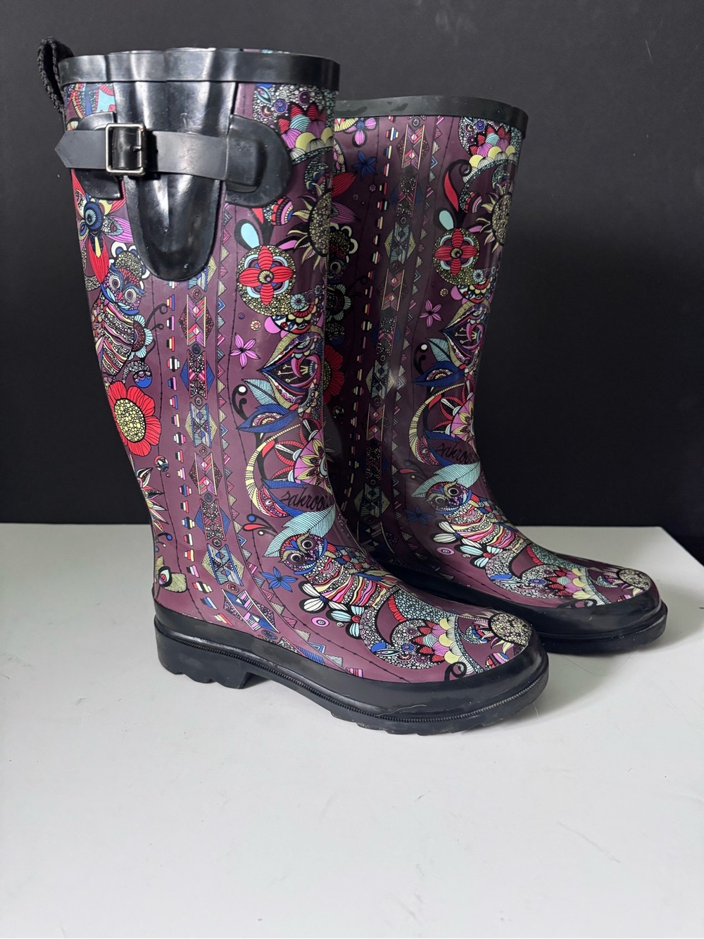 Sakroots Purple Floral Pattern Women's Rain Boots
